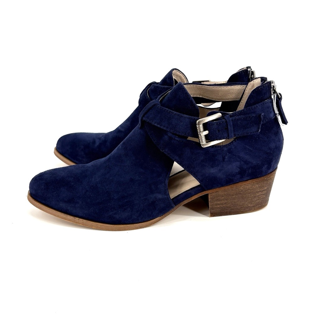 Caslon Shoes Womens 7 Blue Sadie Suede Booties Ankle High